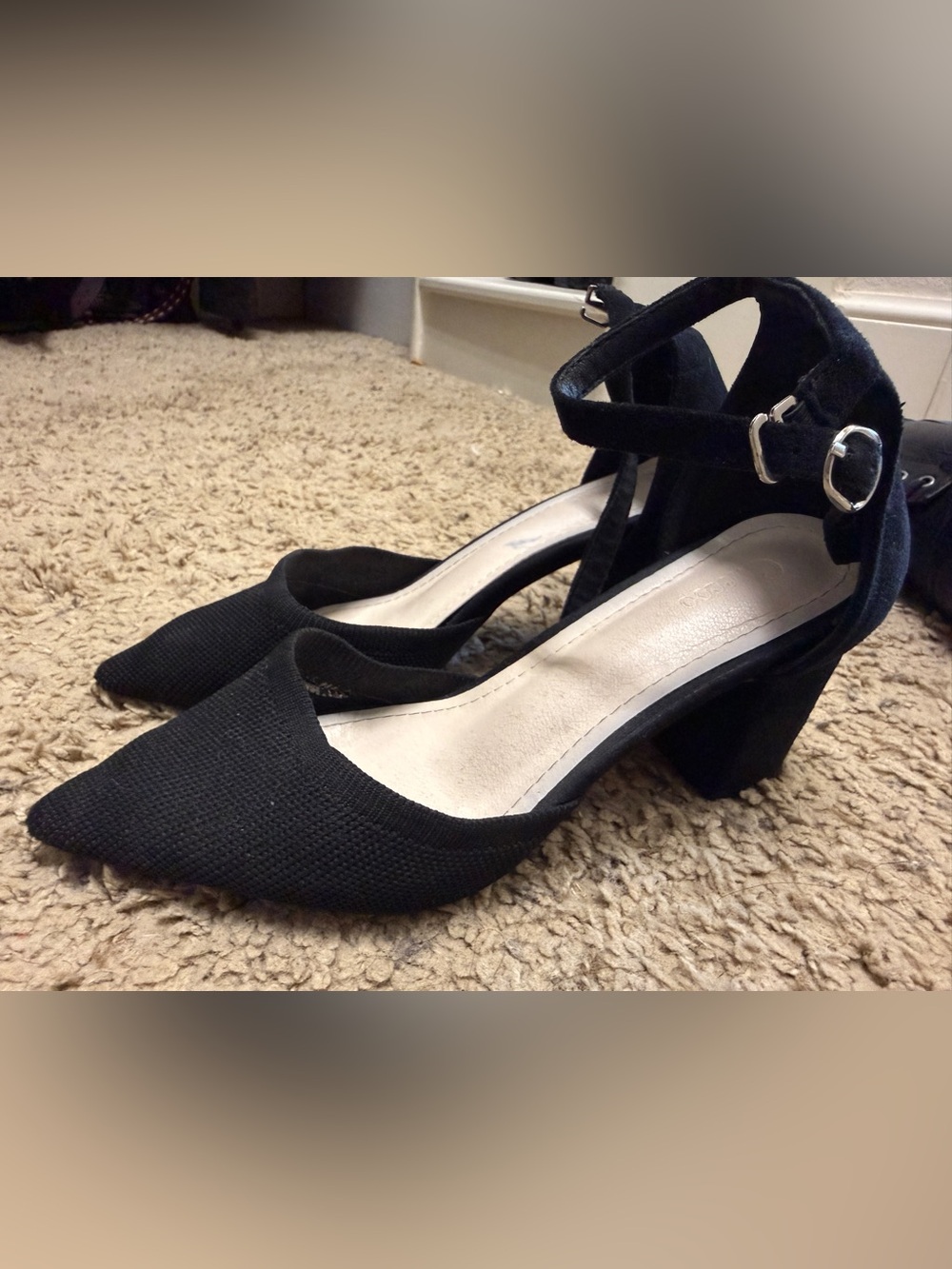 Black Women’s Ankle-Strap Block Heel Pumps